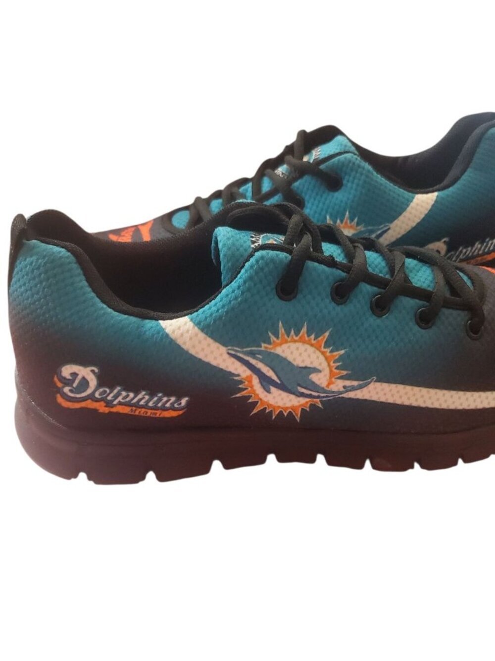 Miami Dolphins Fan Sneakers Sports Shoes Unisex Lightweight Teal/Blk Sze 44 - Picture 5 of 12